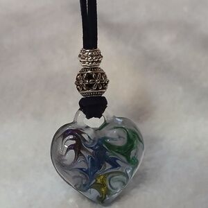 Handcrafted Multicolor Heart Glass Pendant Necklace - Women Jewelry